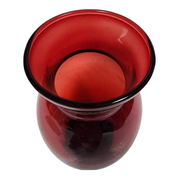 1940s Anchor Hocking Bud Vase Royal Ruby Red Depression Glass Art Deco 6.5" Tall - Picture 5 of 5